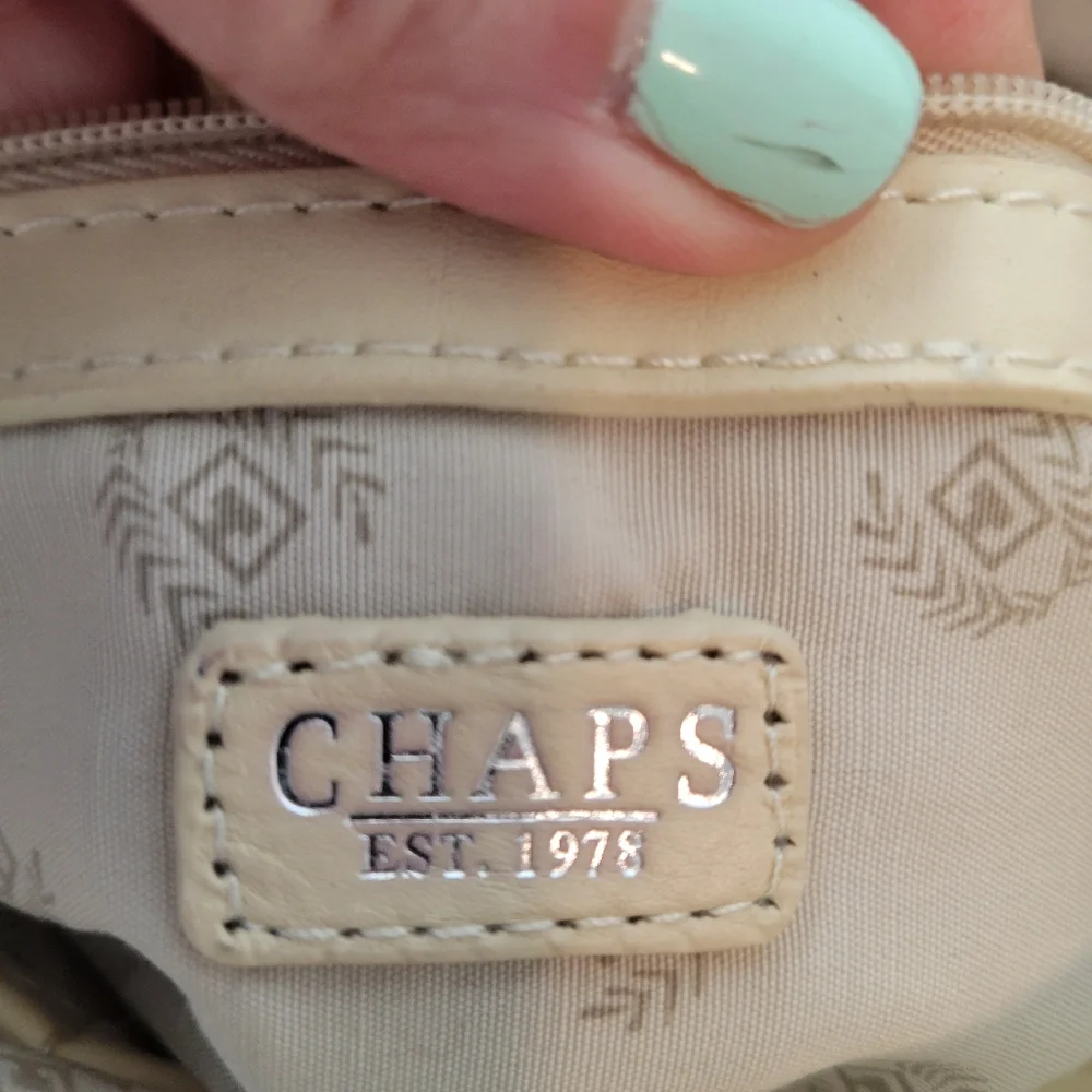 CHAPS VINTAGE CREAM LEATHER BRAIDED SMALL HOBO BAG